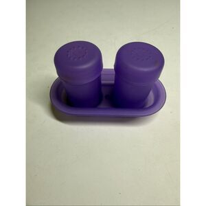 Rare Vintage Purple Salt And Pepper Shaker With Holder